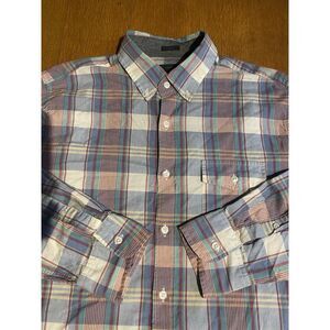 J. Crew Slim Fit Button Down Shirt Men‎ L Multicolor Plaid LS Preppy Summer